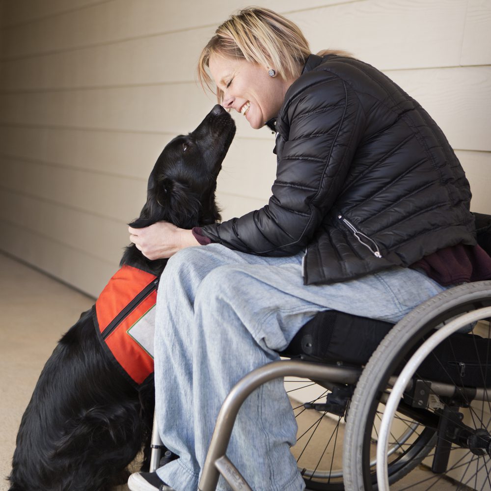woman with service dog